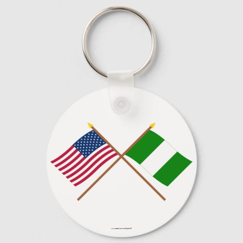 US and Nigeria Crossed Flags Keychain