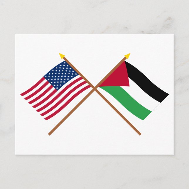 US and Palestinian Movement Crossed Flags Postcard (Front)