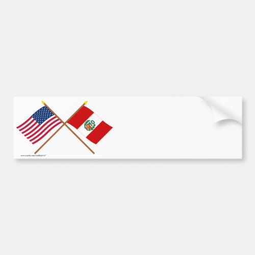 US and Peru Crossed Flags Bumper Sticker