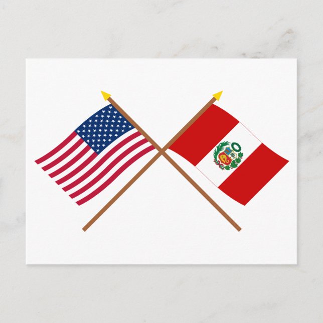 US and Peru Crossed Flags Postcard (Front)