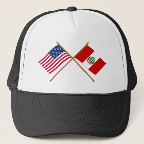 US and Peru Crossed Flags Trucker Hat