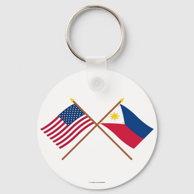 US and Philippines Crossed Flags Keychain (Front)
