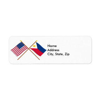 US and Philippines Crossed Flags Label