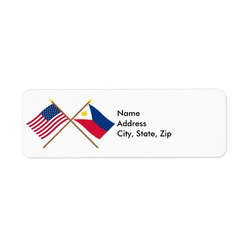 US and Philippines Crossed Flags Label