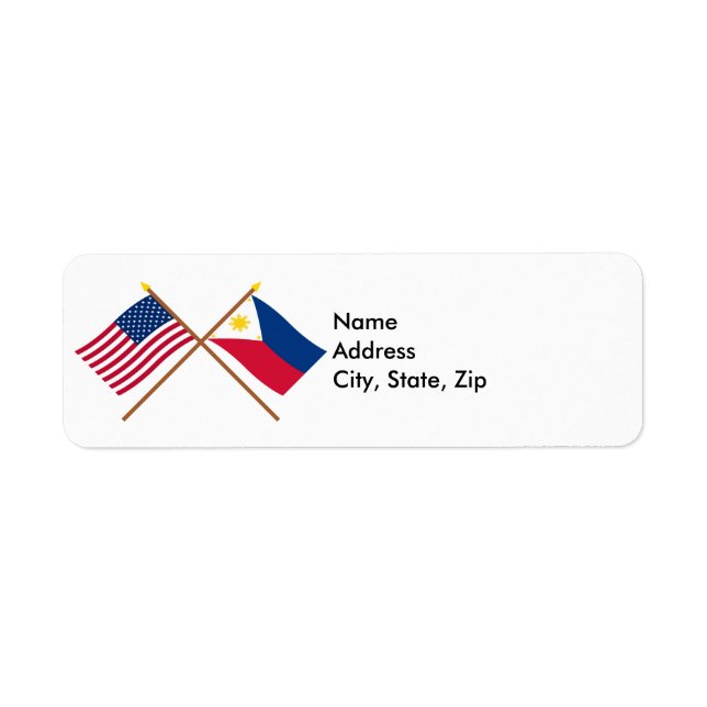US and Philippines Crossed Flags Label (Front)