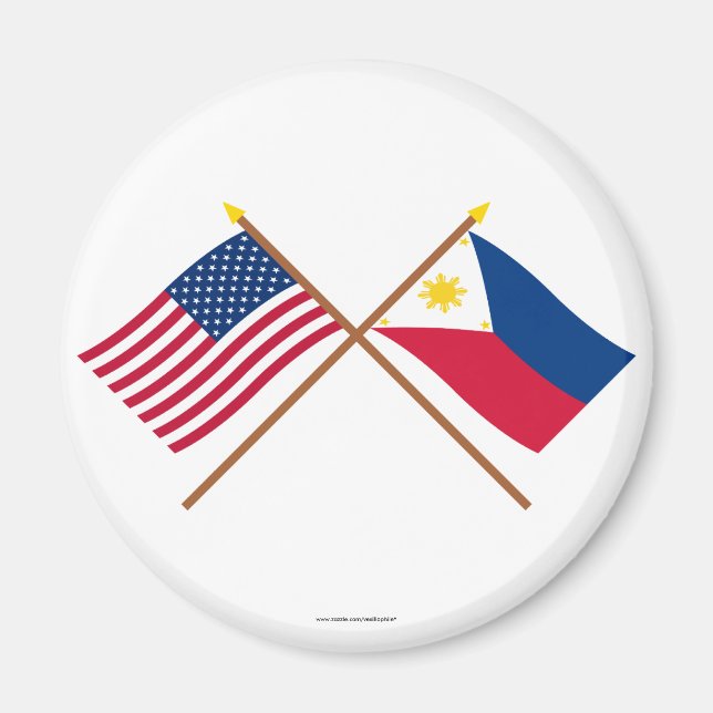 US and Philippines Crossed Flags Magnet (Front)