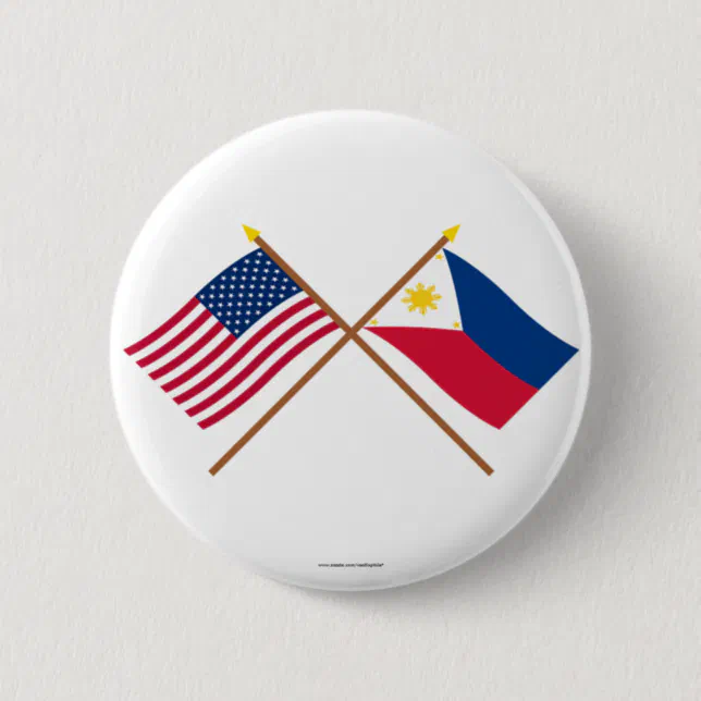 Us And Philippines Crossed Flags Pinback Button Zazzle