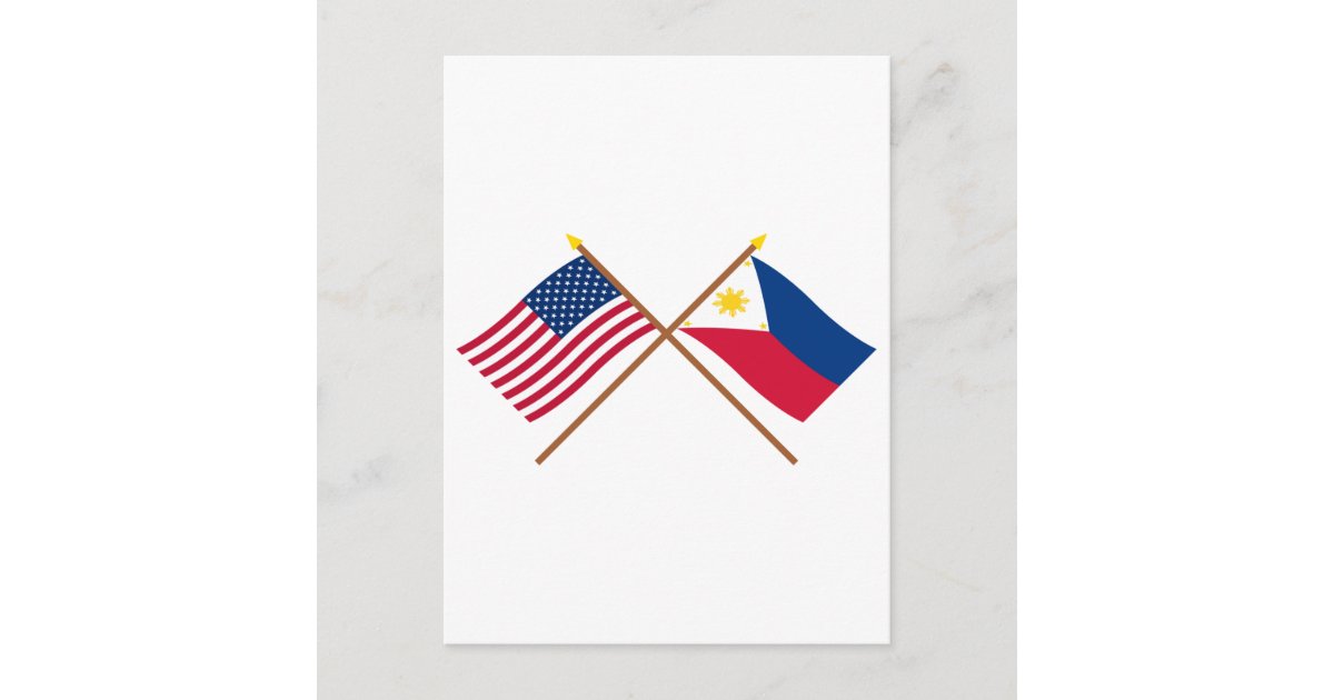 US and Philippines Crossed Flags Postcard Zazzle