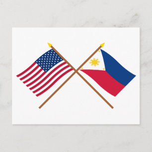 US and Philippines Crossed Flags Postcard