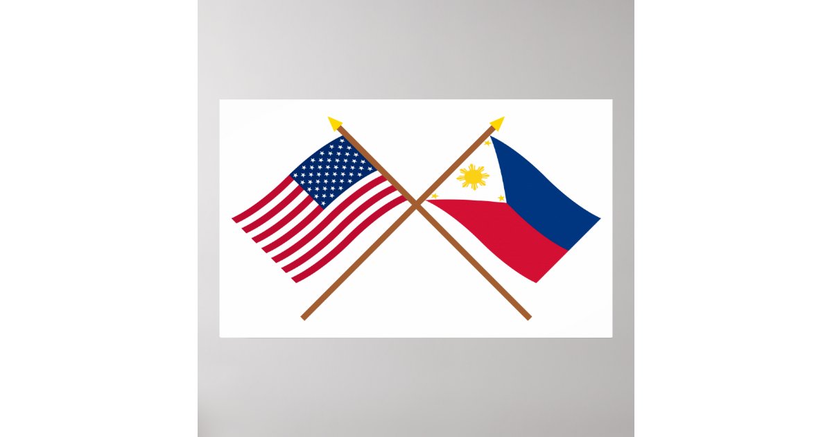 US and Philippines Crossed Flags Poster Zazzle