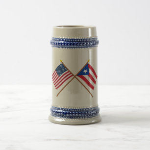 US and Puerto Rico Crossed Flags Beer Stein