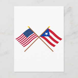US and Puerto Rico Crossed Flags Postcard