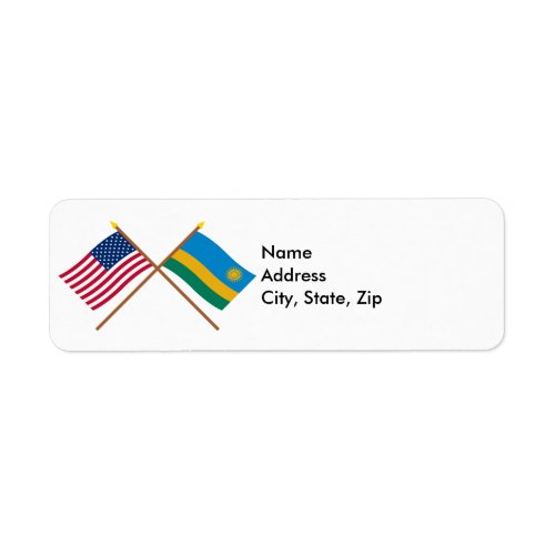 US and Rwanda Crossed Flags Label