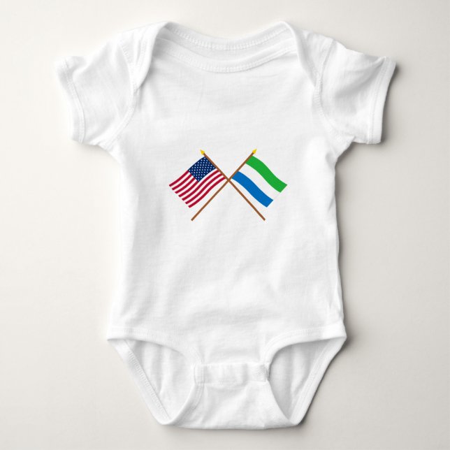 US and Sierra Leone Crossed Flags Baby Bodysuit (Front)