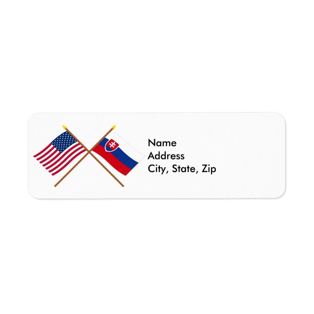US and Slovakia Crossed Flags Label (Front)