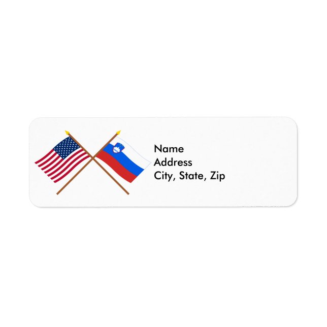 US and Slovenia Crossed Flags Label (Front)