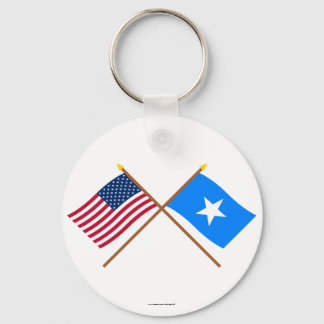 US and Somalia Crossed Flags Keychain