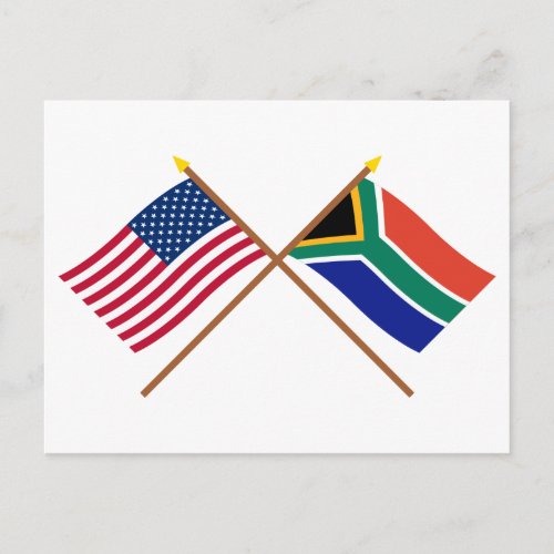 US and South Africa Crossed Flags Postcard