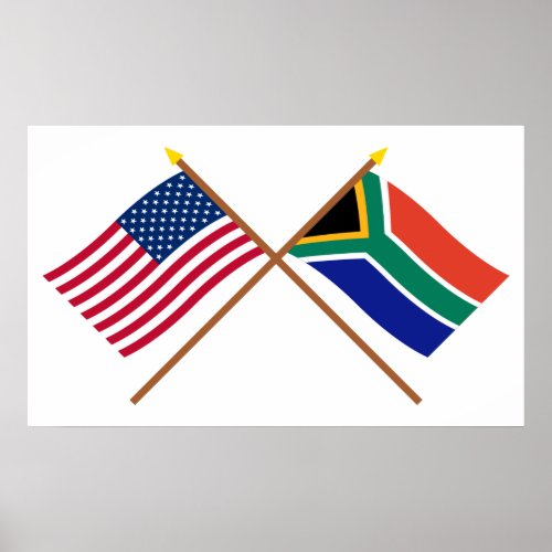 US and South Africa Crossed Flags Poster