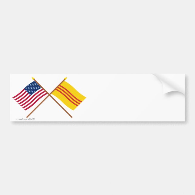 US and South Vietnam Crossed Flags Bumper Sticker (Front)