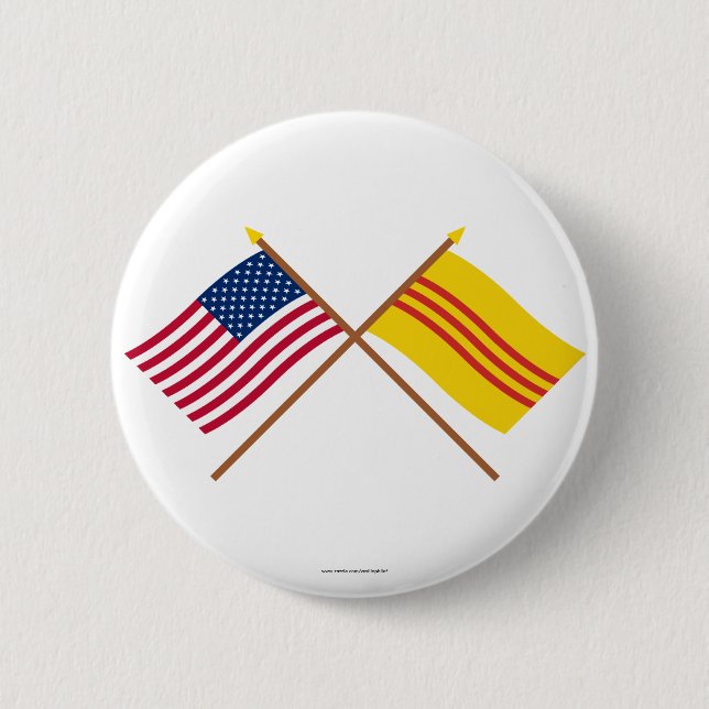 US and South Vietnam Crossed Flags Pinback Button (Front)