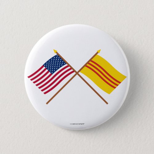 US and South Vietnam Crossed Flags Pinback Button