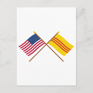 US and South Vietnam Crossed Flags Postcard