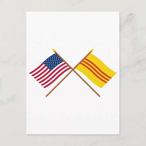 US and South Vietnam Crossed Flags Postcard