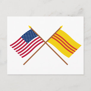 US and South Vietnam Crossed Flags Postcard