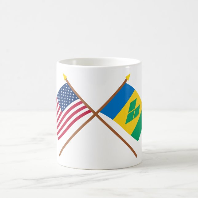 US and St Vincent Crossed Flags Coffee Mug (Center)