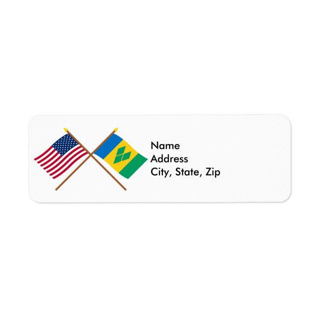 US and St. Vincent Crossed Flags Label (Front)