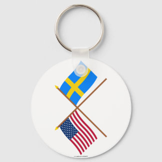 US and Sweden Crossed Flags Keychain