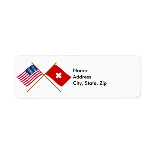 US and Switzerland Crossed Flags Label