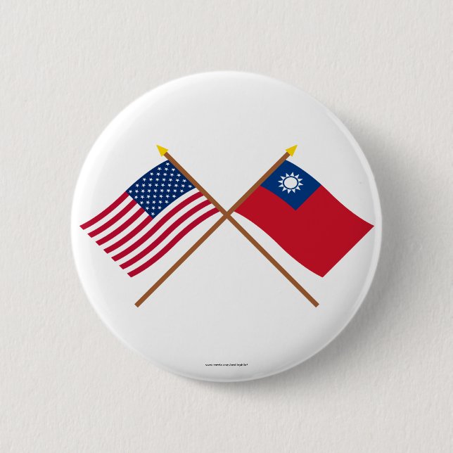 US and Taiwan Crossed Flags Button (Front)