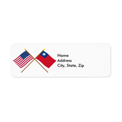 US and Taiwan Crossed Flags Label