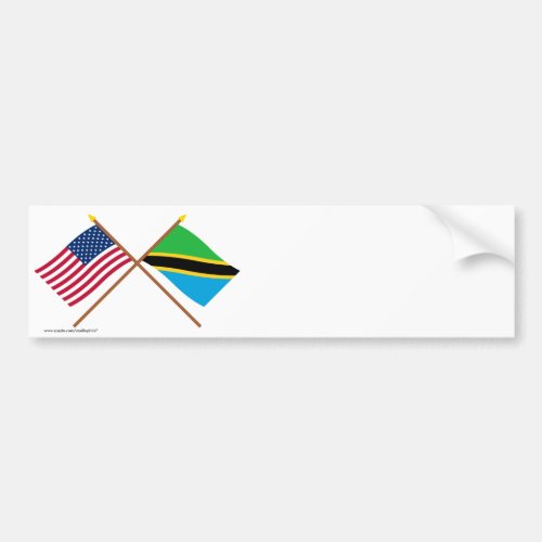 US and Tanzania Crossed Flags Bumper Sticker