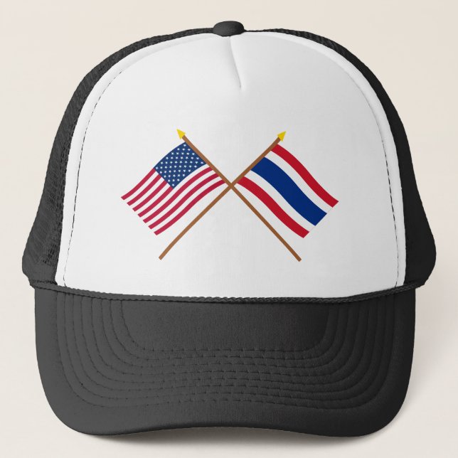 US and Thailand Crossed Flags Trucker Hat (Front)