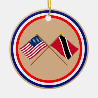 US and Trinidad & Tobago Crossed Flags Ceramic Ornament