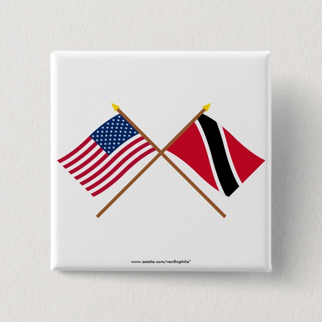 US and Trinidad & Tobago Crossed Flags Pinback Button (Front)