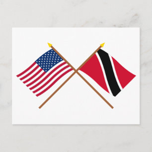 US and Trinidad & Tobago Crossed Flags Postcard
