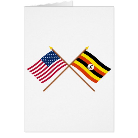 US and Uganda Crossed Flags Cards (Front)
