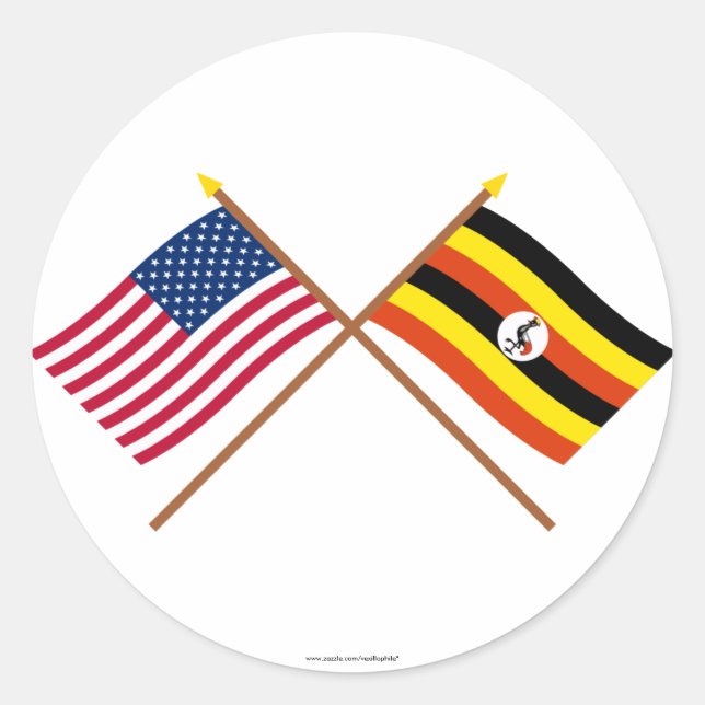 US and Uganda Crossed Flags Classic Round Sticker (Front)