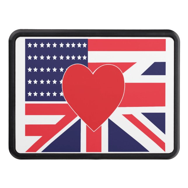 US AND UK Love Flag Tow Hitch Cover (Front)