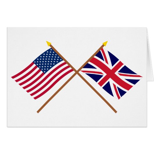 US and United Kingdom Crossed Flags Cards (Front Horizontal)