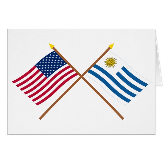 US and Uruguay Crossed Flags Cards (Front Horizontal)