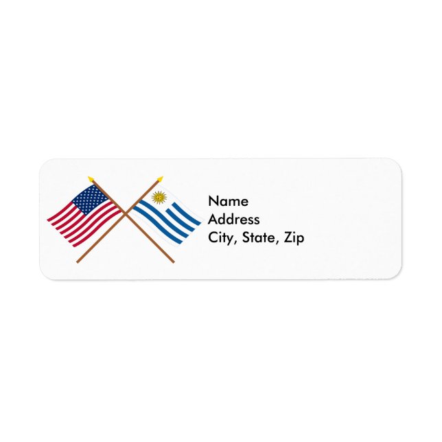 US and Uruguay Crossed Flags Label (Front)