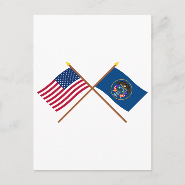 US and Utah Crossed Flags Postcard (Front)