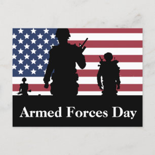 US Armed Forces Day American Flag with Soldiers Postcard