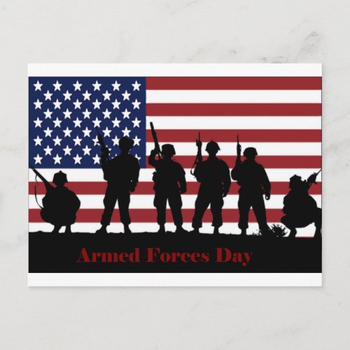US Armed Forces Day American Flag with Soldiers Postcard