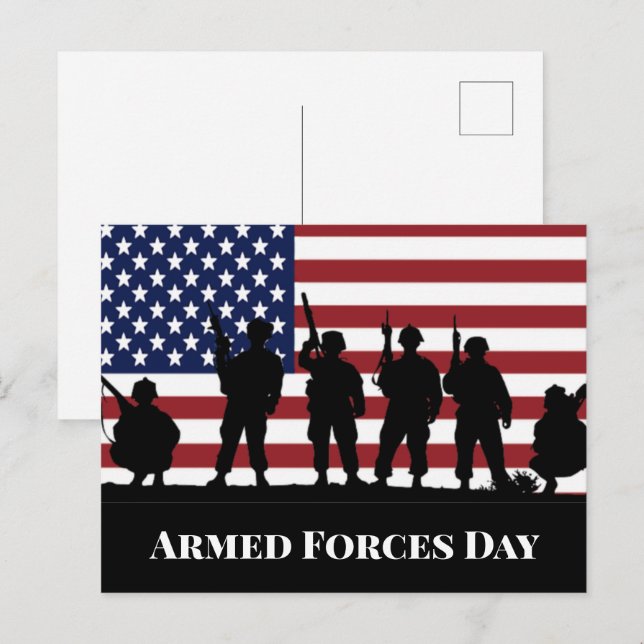 US Armed Forces Day Soldiers American Flag Art Postcard (Front/Back)